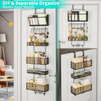 HapiRm Over Door Organizer Hanging - 6 Tier Over The Door Storage with Visual Pockets & Hooks, with 4 Metal Large Capacity Baskets for Bathroom Bedroom Kitchen Pantry Cabinet