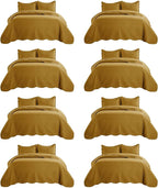 IR Imperial Rooms 8 Pack California King Quilt Bedding Set (118"x106") - Bulk Wholesale for Hotels, Guest Bedroom & Airbnbs - Lightweight Microfiber Reversible Embossed Quilts Bedspread (Ochre)