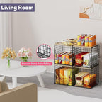 SWTYMIKI 2PCS Closet Organizers and Storage - Stackable Closet Basket with Wood Top Shelf, Clothes Storage Shelves, Clothes Drawer Bins for Wardrobe, Bedroom, Entryway, Black