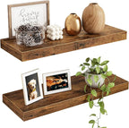 Fixwal Floating Shelves for Wall, 15.7" Wood Wall Mounted Shelves for Living