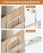 POKIPO Over the Door Pantry Organizer 8-Tier, Large Metal Door Spice Rack with Adjustable Basket, 2 in 1 Wall Mount or Hanging Heavy-Duty Pantry Door Storage Shelf for Kitchen and Bathroom, White
