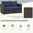 Outsunny 2 Piece Patio Wicker Corner Sofa Set, Outdoor PE Rattan Furniture