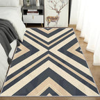 Modern Geometric Rug, Washable 6x8 Rug for Living Room, Herringbone Chevron Patterned Indoor Carpet, Modern Geometric Decor for Home, Bedroom, Soft Non Slip Thin Design FER80