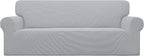 Easy-Going Stretch Oversized Sofa Slipcover 1-Piece Sofa Cover Furniture Protector Couch Soft with Elastic Bottom for Kids, Polyester Spandex Jacquard Fabric Small Checks Silver Gray