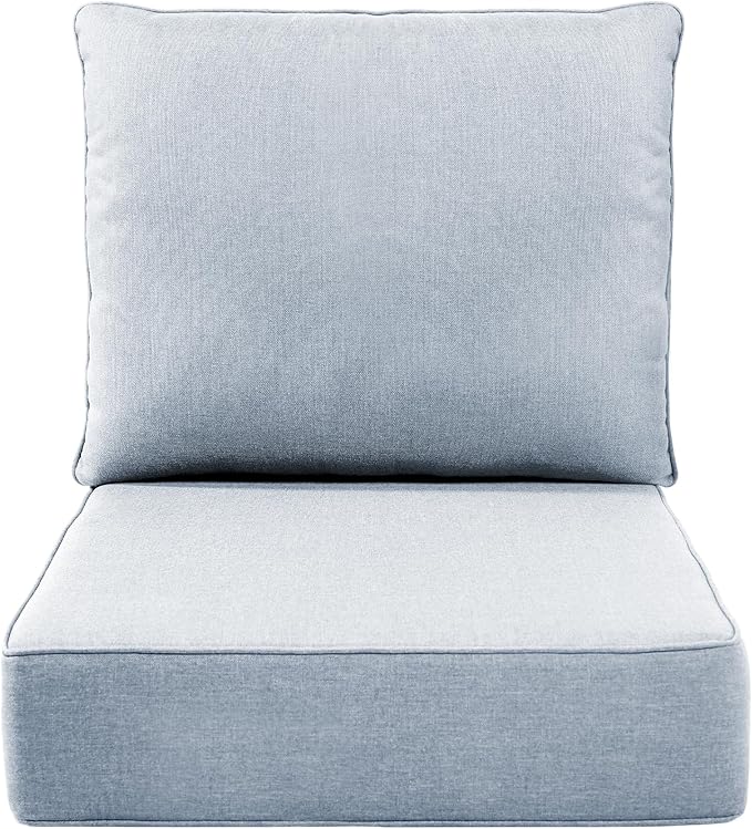 Luxury 6" Outdoor Cushions for Patio Furniture, 24x24x6" Thick Seat Cushion Set, Fade Resistant Couch Chair Replacement Cushions High Density Deep Wicker Chair Cushion with Removable Cover Baby Blue