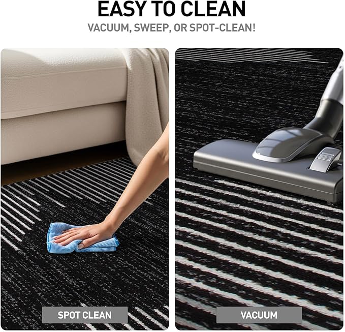 Rugshop Bohemian Stripe Stain Resistant High Traffic Living Room Kitchen Bedroom Dining Home Office Area Rug 2' x 3' Black