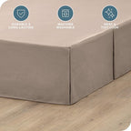 Bare Home Twin XL Bed Skirt - 15-Inch Tailored Drop Easy Fit - Bed Skirt for Twin Extra Long Beds - Center & Corner Pleats (Twin XL, Taupe)