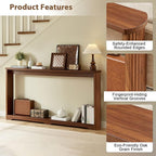 70" Extra Long Narrow Console Table, Fluted-Side Sofa Table with Open Shelf, Entryway/Hallway/Living Room Console – Walnut