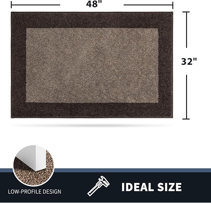 PURRUGS Dirt Trapper Door Mat 32" x 48", Non-Slip/Skid Machine Washable Entryway Rug, Shoes Scraper, Throw Rug, Super Absorbent Area Rug for Muddy Wet Shoes and Paws, Grayish Brown & Coffee