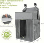 Maliton Changing Table Diaper Organizer - Baby Hanging Diaper Stacker Nursery Caddy Organizer for Cribs Playard Baby Essentials Storage (Gray)