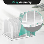 SUPEASY File Organizer 5-Section Mesh Desk Organizer, Upright File Organizer Desktop Organizer File Sorter, File Folder Holder for Office Supplies, White (Pack of 2)