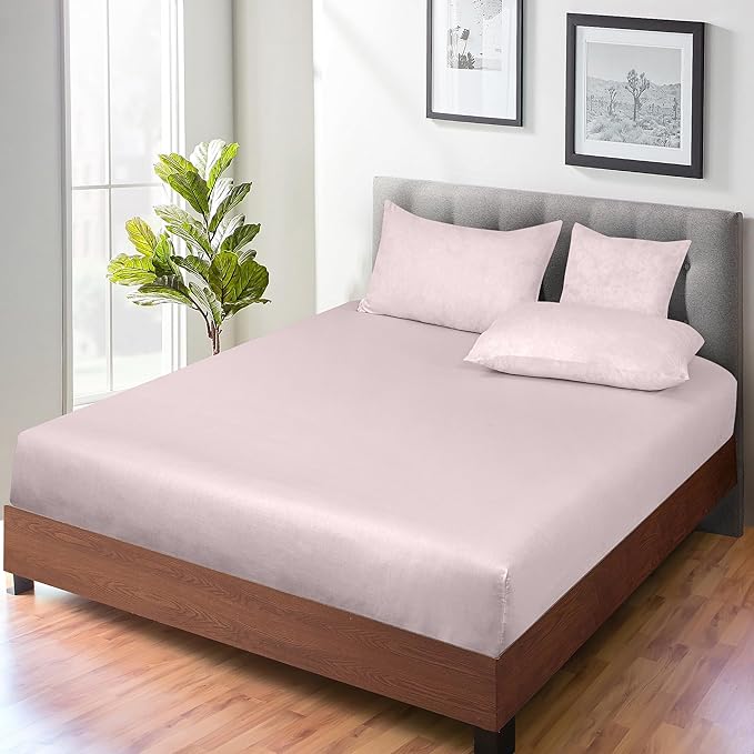 ROYALE LINENS 300 Thread Count 100% Long Staple Combed Cotton Fitted Sheet Twin XL - Super Soft Deep Pocket Bottom Sheet - Fitted Sheets Only - Elastic Sheets (Twin XL, Lavender)