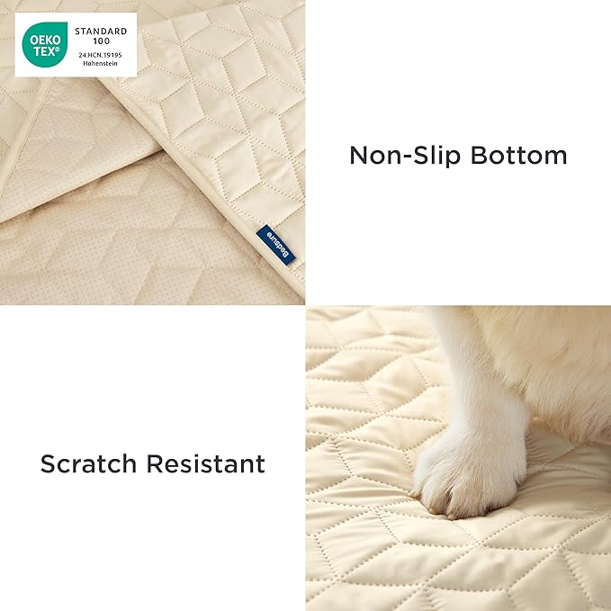 Bedsure 100% Waterproof Couch Cover for Dogs Washable - Non Slip Waterproof Dog Blanket for Couch Sofa, Lightweight Furniture Protector Durable for Pet Cat Puppy with Non-Slip Bottom, Beige, 40x50IN