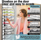 Kotkn Over The Door Shoe Organizer with 12 Large Breathable Pockets - Durable Hanging Storage for the Entire Family's Shoes (White)