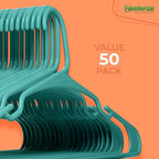 NEATERIZE Clothes Hangers Plastic 50 Pack for Adults - Plastic Hangers, The Perfect Coat Hanger and Space Saving Clothes Hangers for Closet, Percheros Ganchos para Colgar Ropa Hangars - Hangers