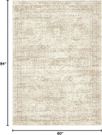 Soalmost 5x7 Area Rugs Beige Low Pile Indoor Washable Trendy Faded Style Rugs for Bedroom Living Room Dining Room Foldable Non-Slip Thin Print Home Office Mat