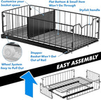 Simple Houseware Pull-Out Cabinet Sliding Basket Organizer, 17.2" D x 9.7" W x 5" H – Black, Ideal for Kitchen and Bathroom Cabinet Storage, Under Sink or Pantry Organization