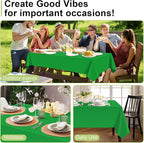 QIKSION Green Plastic Table Cloth Disposable 6 Pack, 54 x 108 Inch Tablecloths for St Patricks Day, Birthday Party, Christmas Decorations, Rectangle Table Cover