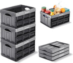 CleverMade Collapsible Storage Bins 32L 3 Pack – Heavy Duty Foldable Storage Bins with Built-In Handles for Garage Storage and Home Organization - Stone