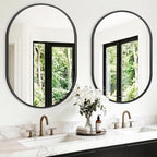 TRAHOME Oval Bathroom Mirror, 2 Pack 24"x36" Black Vanity Mirror for Over Sink, Bedroom, Living Room, Entryway, Modern Mounted Metal Frame Wall Mirror