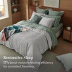 Double Stitch Cotton Tencel Duvet Cover - King Size Comforter Cover, Luxury & Soft Eucalyptus Lyocell Bedding Set for Hot Sleepers, Cooling & Breathable, Button Closure, Winter Sky Contrast, 106"x90"