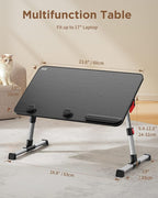 SAIJI Laptop Bed Tray Table, Adjustable Home Office Standing Desk Portable Lightweight Foldable Lap Desk for Sofa Couch Floor Working Studying Reading Writing Eating,Fit Up to 17" Laptop(Large，Black)