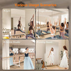 Hasipu Home Gym Mirror 360° Swivel on Wheels, 78.7" x 31.4" Extra Large Full Body Rolling Mirror for Yoga Studio, Bedroom, Dancing Studio, White