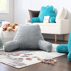 Hearth & Harbor Reading Pillow for Bed Adult – Back Pillow for Sitting in Bed, Standard Bed Pillows for Sitting Up in Bed, Foam Bed Chair Pillow, Light Grey Bed Rest Pillow