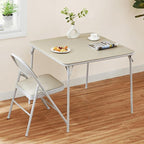 VECELO 34'' Folding Card Table Square with Soft Padded Tabletop, Portable for Dining Room, Parties, Games, Puzzles, Beige