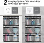 F-color Cruise Essentials 2026 - Mesh Shower Organizer Hanging with 7 Pockets for RV Gym Camping, Quick-Dry Portable Toiletry Bag with Metal Hooks for Bathroom Travel Toiletries, Black+Black
