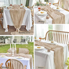 IVAPUPU 6 Pcs Cheesecloth Table Runner - 10ft Nude Spring Boho Gauze Cheese Cloth Table Runners for Baby Shower Decorations Wedding Party Garden Farmhouse Decor