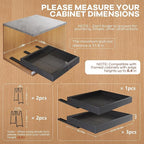 Seinloes 4Pack Expandable Pull Out Cabinet Organizer 21"Deep With Raising Pad for Framed Cabinets,Slide Out Drawers with 4pcs Divider Racks,Roll Out Shelves Adhesive,Adjustable Width 12.05"-20.4"Black