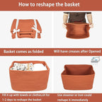 Cotton Rope storage Basket Bins Woven Basket for Organizing Shelves 15X10X9.3" Rectangle Decorative Baskets For storage Clothes Toys Books Towels Nursery basket organizer 3 pack Rust
