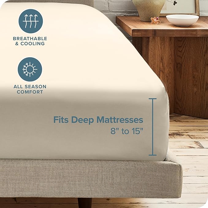 Bare Home 2-Pack Fitted Bottom Sheets Split King - Premium 1800 Ultra-Soft Microfiber - Deep Pocket - 4 Twin XL Fitted Sheets (Split King, Sand)