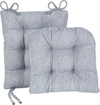 Klear Vu Omega Non-Slip Rocking Chair Cushion Set, Assembled in USA, Thick Padding & Tufted Design, Includes Seat Pad & Back Pillow with Ties, 17x17 Inches, 2-Piece Set, Tyson Delft Blue