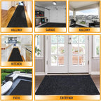 Ottomanson 2'7" x 25' Hallway Runner with Scraper Pile - Extra Durable Non-Slip Rug Mat for Indoor & Outdoor Use - Ideal for Kitchen, Entryway & Garage - High-Traffic Carpet, Black