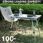 JOUYEK Folding Outdoor Camping Table with Adjustable Legs, Lightweight Aluminum Roll Up Camp Table with Carrying Bag, Mesh Storage Organizer, for Cooking, Picnic, Beach, Backyards, BBQ, Party
