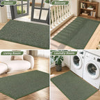 BEQHAUSE Dirt Trapper Door Mat 32" x 48", Non-Slip Washable Doormats Entrance Mat, Dirt Resistant and Absorbent Welcome Mat, Low Profile Floor Mats for Front Back Door and Entryway, Green