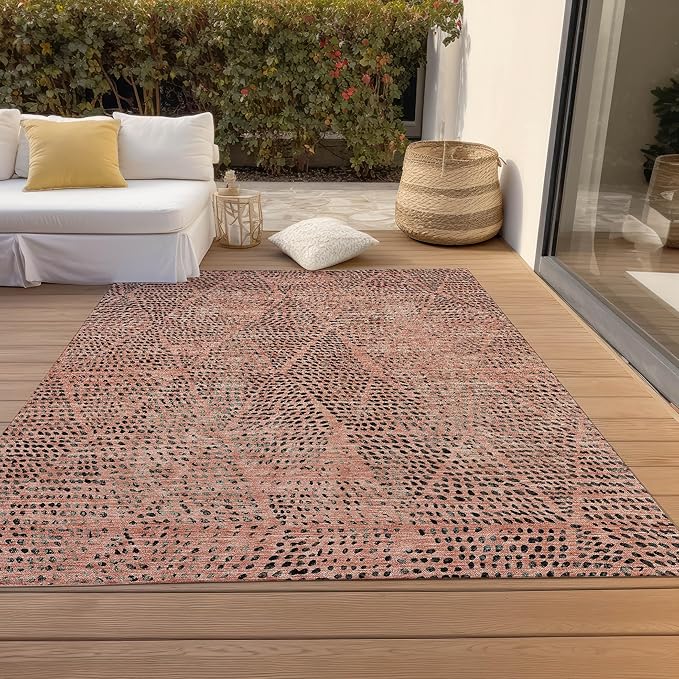 Addison Rugs Chantille ACN591 Salmon 5' x 7'6" Indoor Outdoor Area Rug, Easy Clean, Machine Washable, Non Shedding, Bedroom, Living Room, Dining Room, Kitchen, Patio Rug