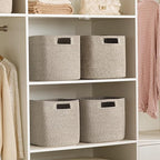 UBBCARE Set of 4 Storage Basket-12 X 12 X 12 in, Cotton Rope Basket for Shelves, Toys, Book, Cube Storage Bins with Handles, Woven Storage Baskets for Organizing, Mix-Brown