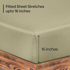 ROYALE LINENS 300 Thread Count 100% Long Staple Combed Cotton Fitted Sheet Full - Super Soft Deep Pocket Bottom Sheet - Fitted Sheets Only - Elastic Sheets (Full, Sage Green)