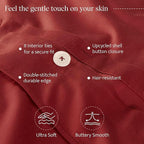 Double Stitch Cotton Tencel Duvet Cover - Queen Size Comforter Cover, Luxury & Soft Eucalyptus Lyocell Bedding Set for Hot Sleepers, Cooling, Smooth & Breathable, Button Closure, Red, 90"x90"