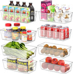 Simple Houseware Fridge Organizer Storage Bins, 12 x 6 x 3.4 inches, 8 Packs
