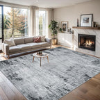 8x10 Area Rugs for Living Room - Washable Rug Modern Abstract Soft Large Neutral Non-Slip Carpet Indoor Floor Thin Carpets for Bedroom Dining Room Farmhouse Nursery Home Office Black