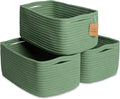 NaturalCozy 13.5”x8.5”x5.5” Rectangle Storage Baskets for Shelves 3 Pack | Cotton Rope Woven Small Baskets for Organizing | Small Storage Bins for Nursery, Bathroom, Closet, Shelf, Decorative
