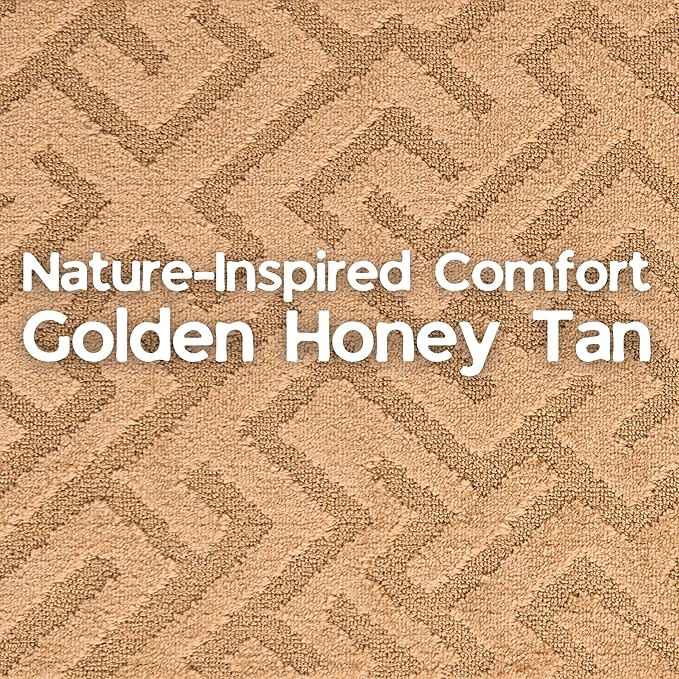 6ft Custom Cut Runner Rug for Indoor Entryway Foyer - Gold Tan | Non-Slip | Washable & Edge Bound