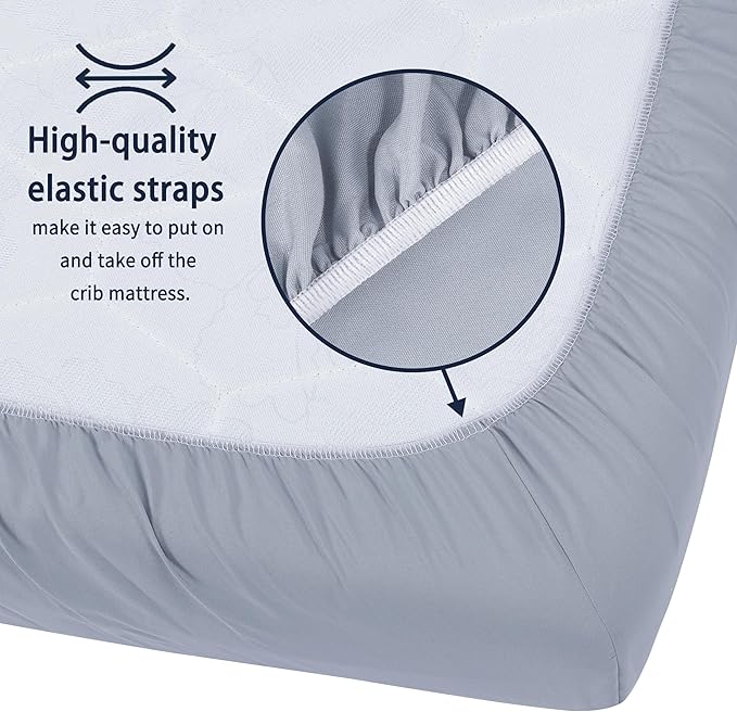 Pack and Play Sheets Fitted, 2 Pack Pack n Play Sheets for Graco Pack n Play Mattress, Unisex Playard Sheets for Boys Girls(Dark Green & Dark Grey, 38 X 26 Inch)