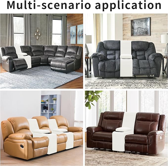 Easy-Going 2-Piece Recliner Console Cover for Reclining Loveseat Covers Stretch Jacquard Middle Console Cover for Recliner Couch and Sofa Cream