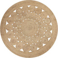 REDEARTH · Round Area Rug - 5 Feet Braided Scalloped Abaca Embrace Natural Jute Rug- Artisan Made Boho Jute Patterned Rugs for Bedroom, Kitchen, Living Room, Farmhouse, Handmade Vintage Décor