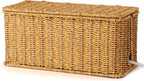 Large Cable Management Box, Handwoven Imitation Rattan Cord Organizer Cord Hider Box, Desk Cord Management Box to Hide Cords and Power Strips, 13.5" L x 6.2" W x 6" H, Natural